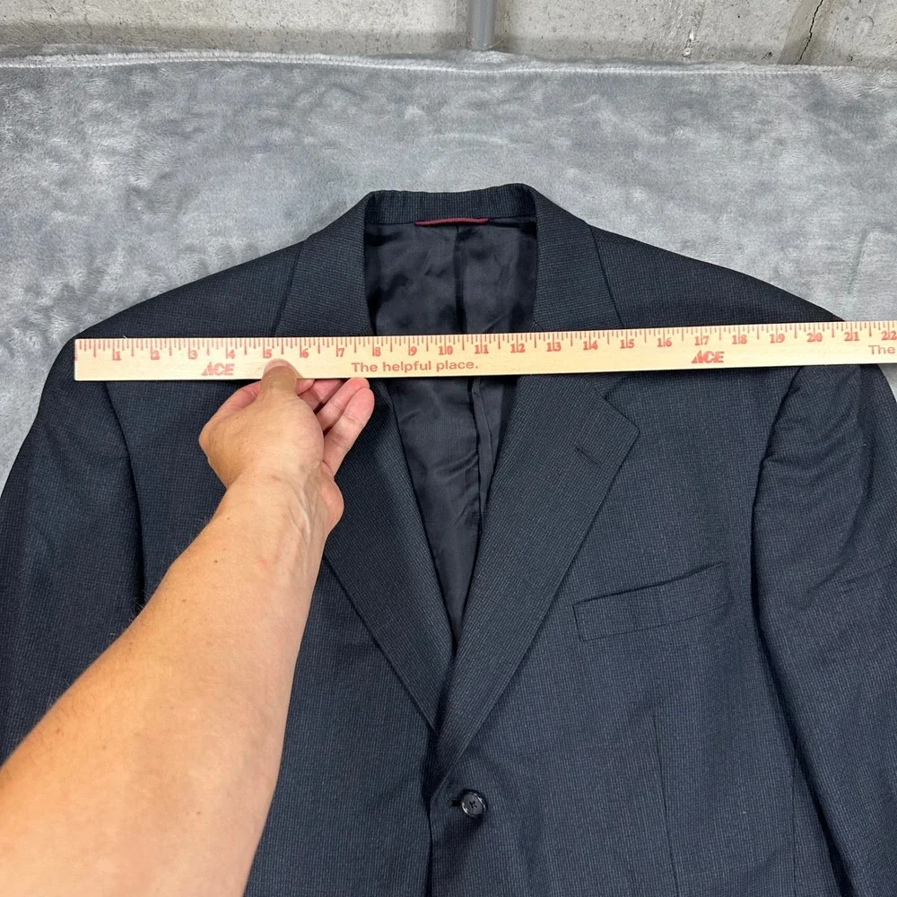 Hart Schaffner & Marx Boardroom Blazer Mens 44L Gray Virgin Wool 3 Button Jacket